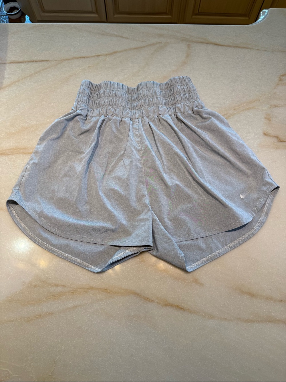 Nike Women’s Light Gray Smocked Waist Athletic Shorts